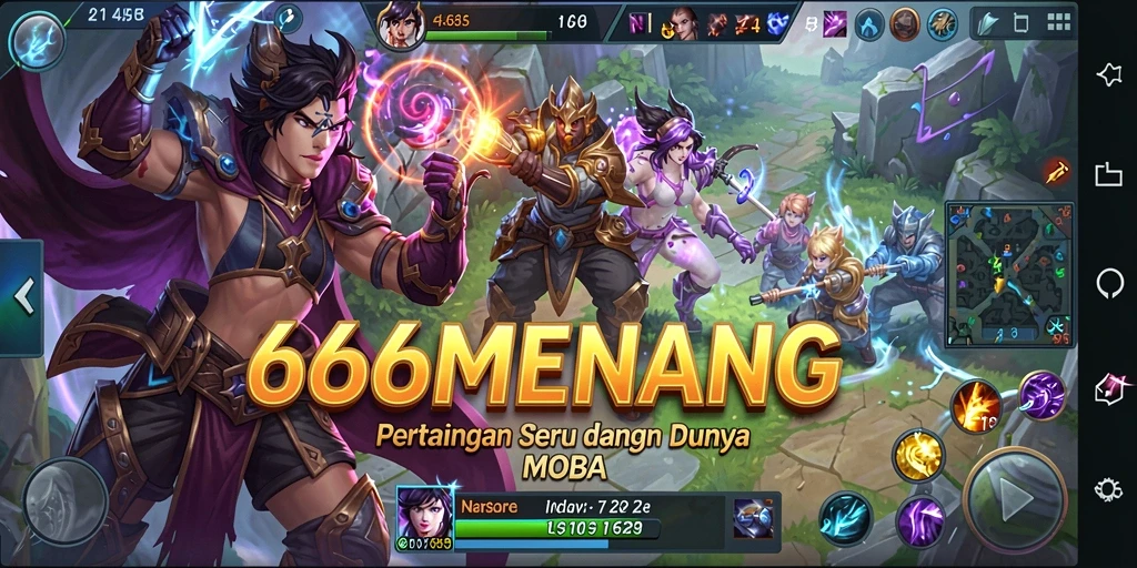 Screenshot penuh aksi dari pertandingan intens 666MENANG.