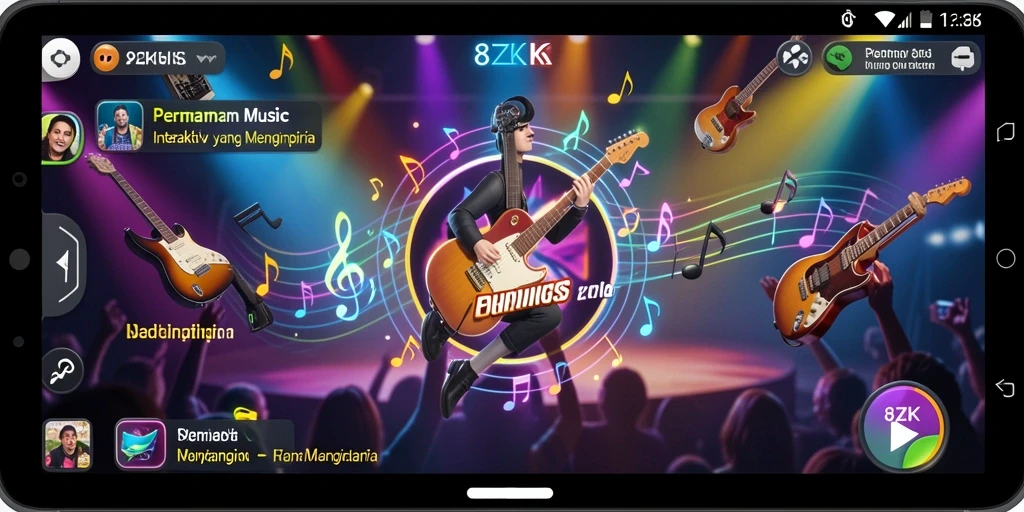 Tampilan menarik dari gameplay interaktif 8ZK yang penuh dengan musik.