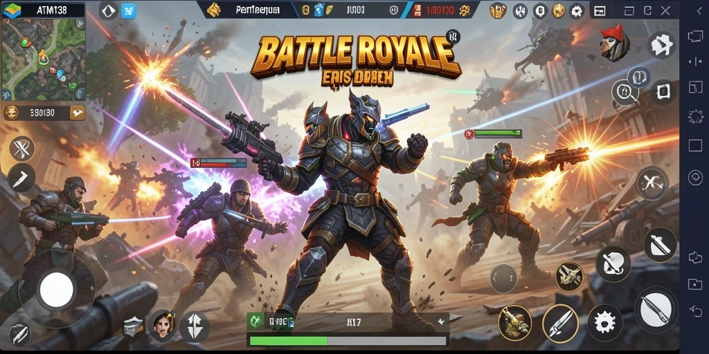 Screenshot dari laga intens dalam game Battle Royale.