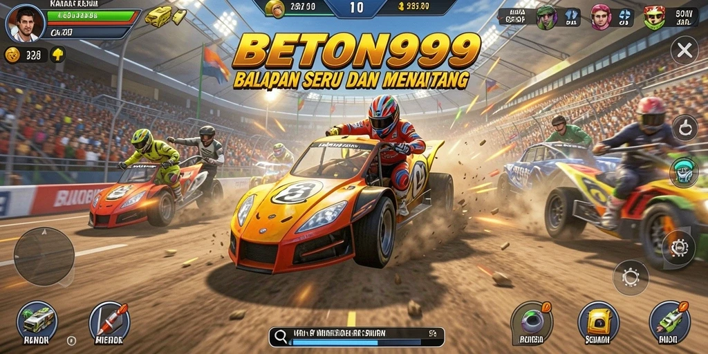 Tampilan menarik dari gameplay balapan BETON999 yang menegangkan.