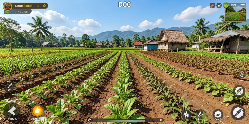Screenshot gameplay D06 menampilkan pengalaman bertani yang menyenangkan.