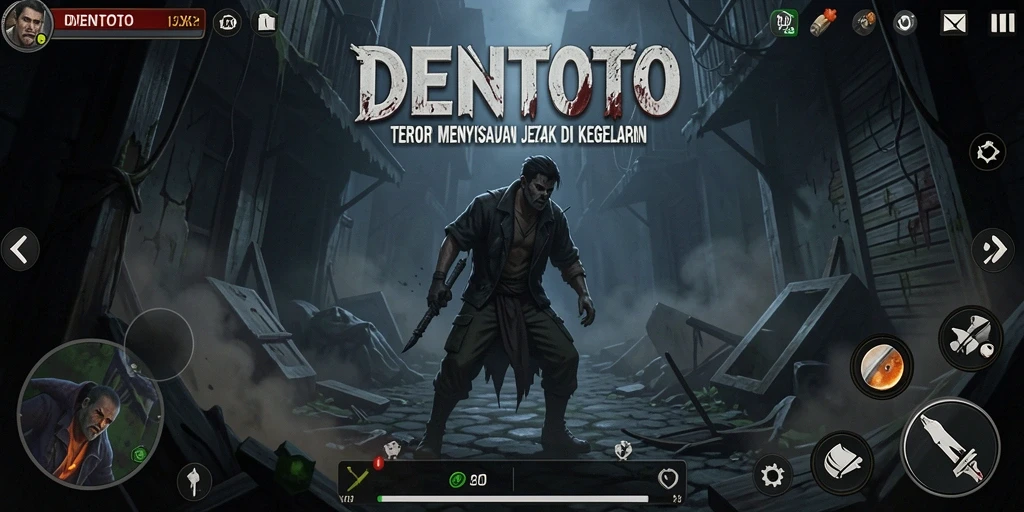 Screenshot menampilkan momen mendebarkan dalam gameplay Horror DENTOTO.
