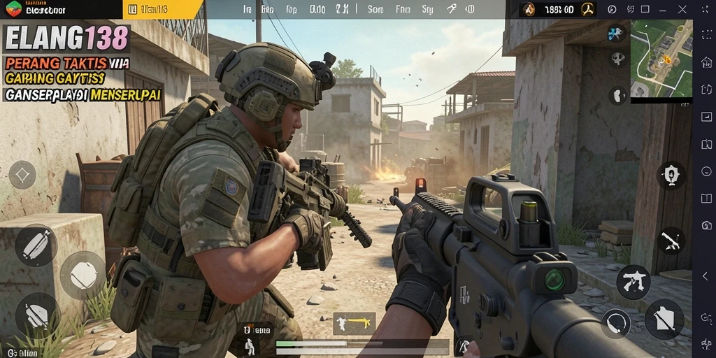 Screenshot ELANG138 menampilkan momen menegangkan dalam pertempuran FPS.