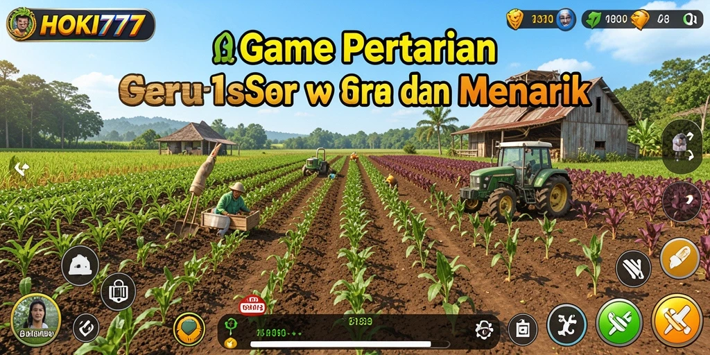 Tampilan gameplay HOKI777 saat mengelola kebun pertanian.