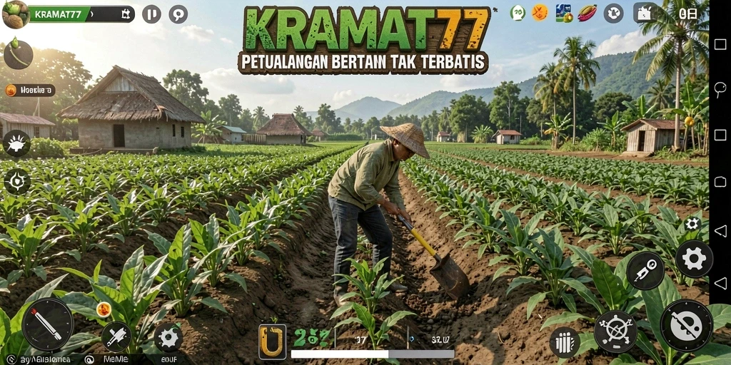 Screenshot gameplay KRAMAT77 yang menampilkan petualangan bertani yang seru.