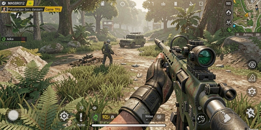 Screenshot menampilkan aksi pertempuran seru dalam game TPS.