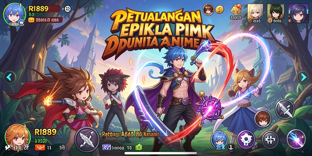 Tampilan gameplay menakjubkan dari RI889 dengan karakter anime yang menawan.