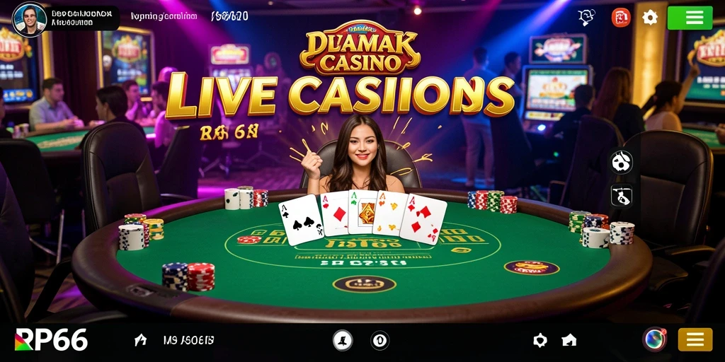 Tampilan screenshot utama RP66 menampilkan gameplay Live Casino yang interaktif.