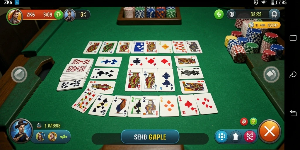 Tampilan gameplay ZK6 yang seru dan penuh tantangan bermain Gaple.